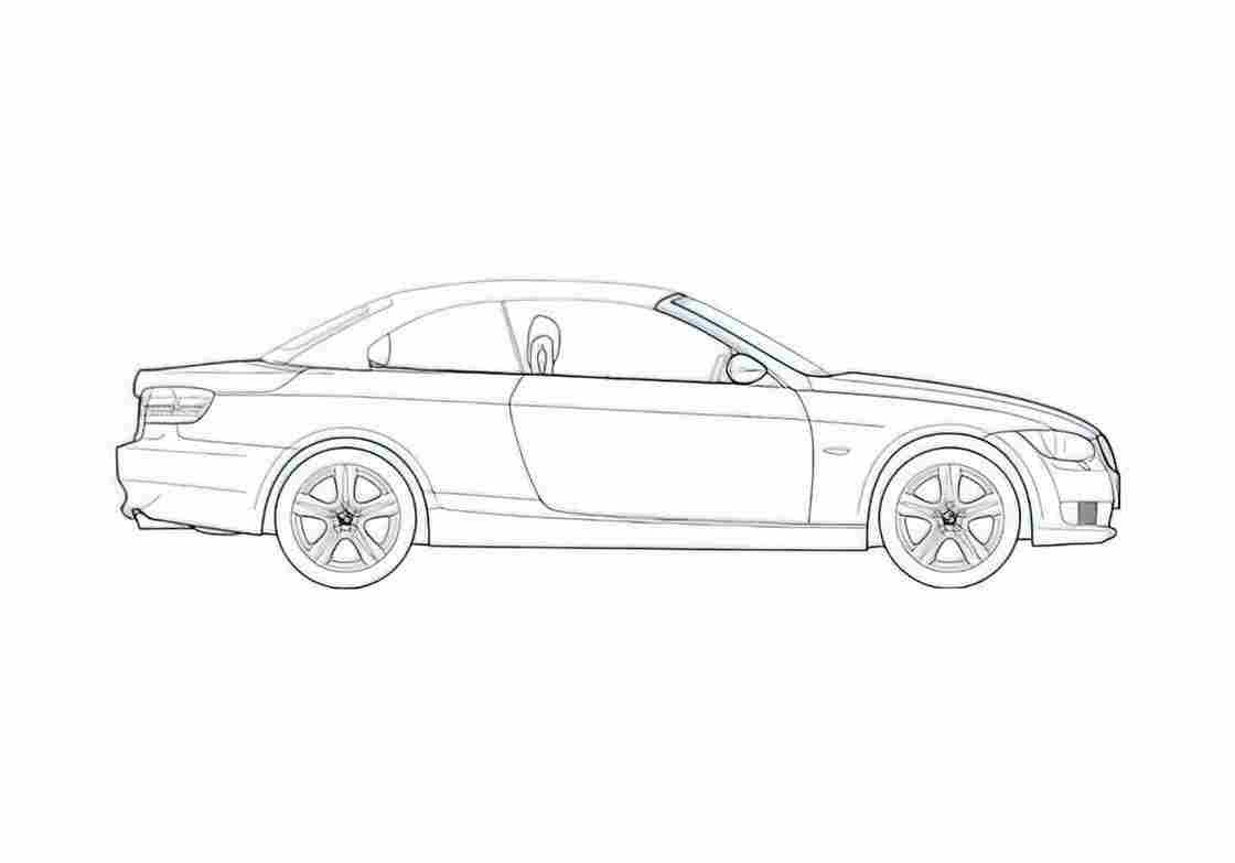 Blueprint BMW 3 Series E93 Cabriolet 2008 A4 Photo Print
