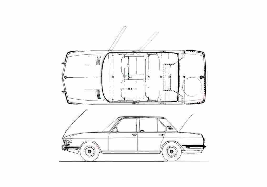 Blueprint BMW 3.0S Sedan 1971 A4 Photo Print
