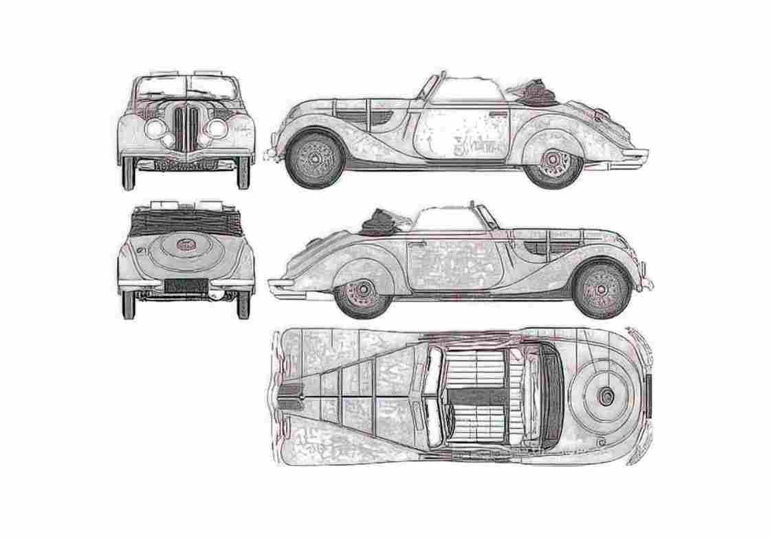 Blueprint BMW 327 Cabriolet 1939 A4 Photo Print