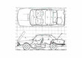 Blueprint BMW 5 Series 528 E12 Sedan 1977 A4 Photo Print