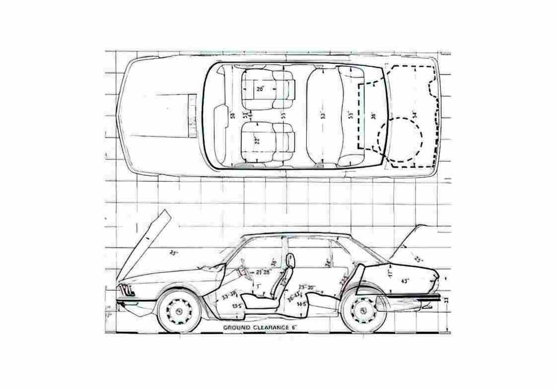 Blueprint BMW 5 Series 528 E12 Sedan 1977 A4 Photo Print