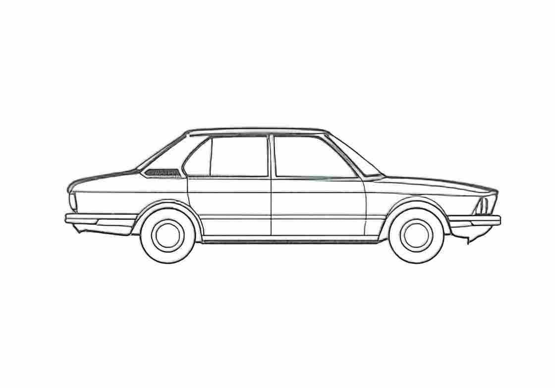Blueprint BMW 5 Series E12 520 Sedan 1972 A4 Photo Print