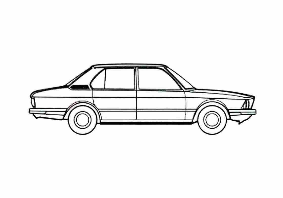 Blueprint BMW 5 Series E12 520 Sedan 1973 A4 Photo Print