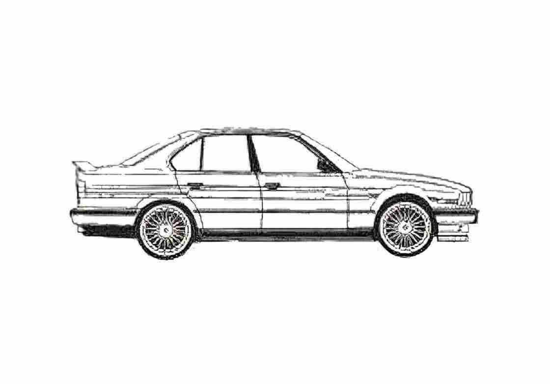 Blueprint BMW 5 Series E34 535i Sedan 1987 A4 Photo Print
