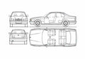 Blueprint BMW 5 Series E34 Sedan 1987 A4 Photo Print