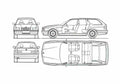 Blueprint BMW 5 Series E34 Touring Wagon 1988 A4 Photo Print