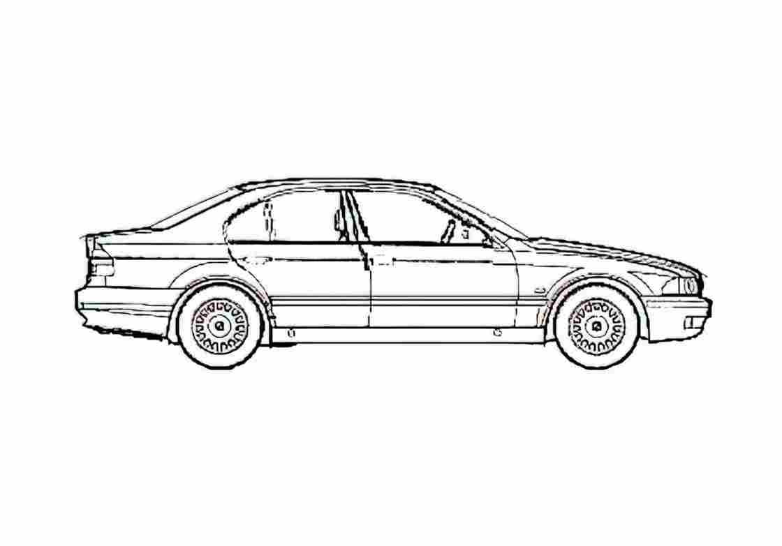 Blueprint BMW 5 Series E39 Mk IV Sedan 1995 A4 Photo Print