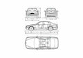 Blueprint BMW 5 Series E39 Sedan 1995 A4 Photo Print