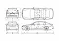 Blueprint BMW 5 Series E60 523li Sedan 2004 A4 Photo Print