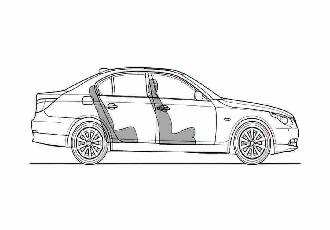 Blueprint BMW 5 Series E60 525d Sedan 2007 A4 Photo Print