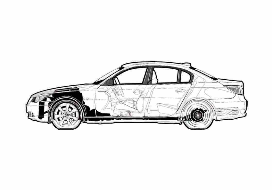 Blueprint BMW 5 Series E60 545i Sedan 2006 A4 Photo Print