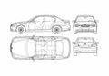 Blueprint BMW 5 Series E60 Sedan 2004 A4 Photo Print