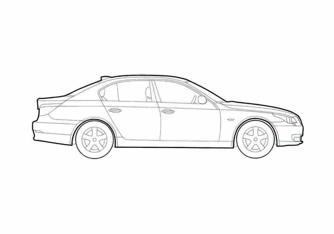 Blueprint BMW 5 Series E60 Sedan 2009 A4 Photo Print