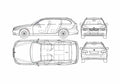 Blueprint BMW 5 Series E61 Touring Wagon 2004 A4 Photo Print
