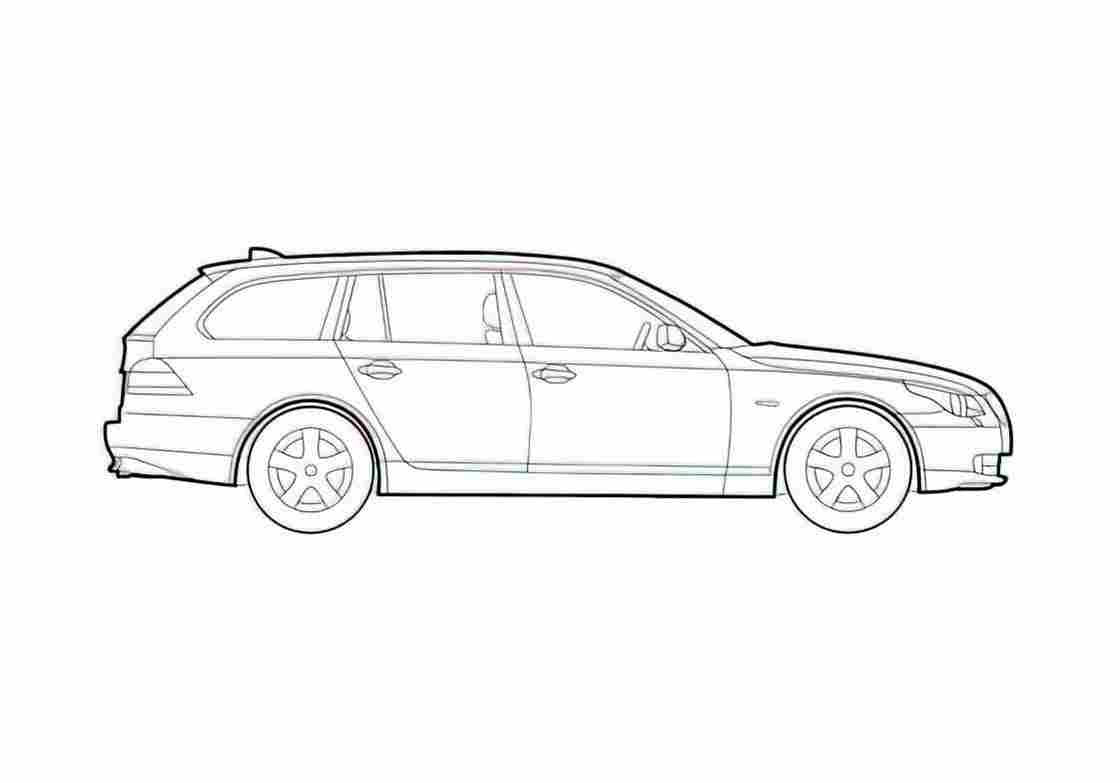 Blueprint BMW 5 Series E61 Touring Wagon 2009 A4 Photo Print