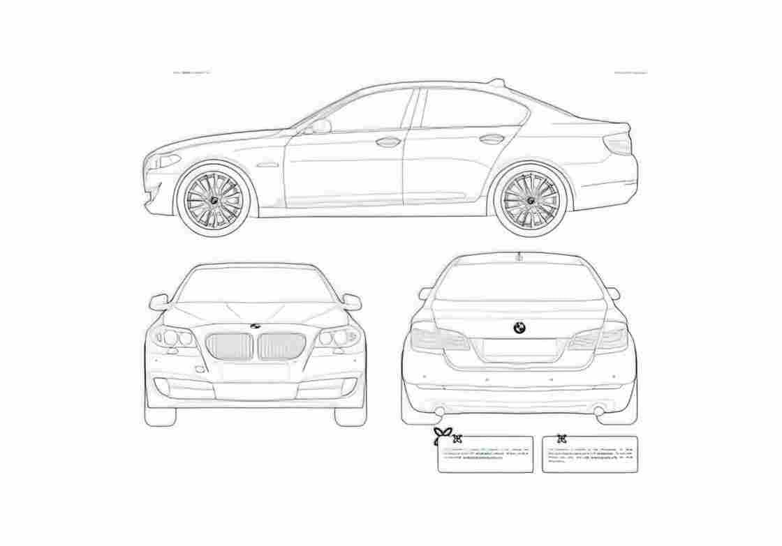 Blueprint BMW 5 Series F10 Sedan 2011 A4 Photo Print