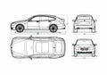 Blueprint BMW 5 Series GT 4 door Coupe 2009 A4 Photo Print