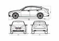 Blueprint BMW 5 Series GT Concept Hatchback 2009 A4 Photo Print