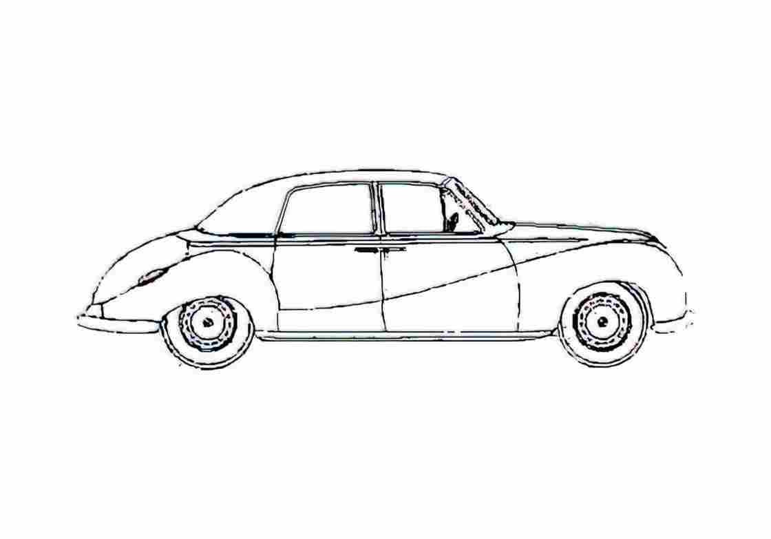 Blueprint BMW 501 Cabriolet Sedan 1955 A4 Photo Print