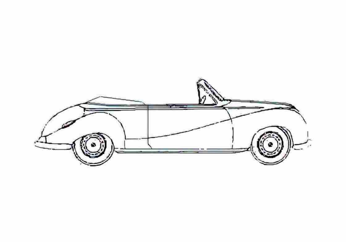 Blueprint BMW 501 Coupe Cabriolet 1955 A4 Photo Print