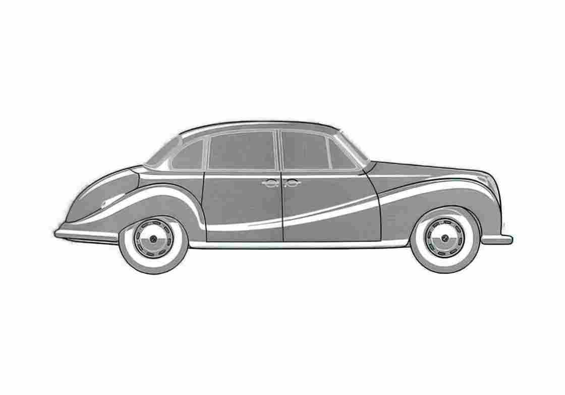 Blueprint BMW 502 Sedan 1957 A4 Photo Print