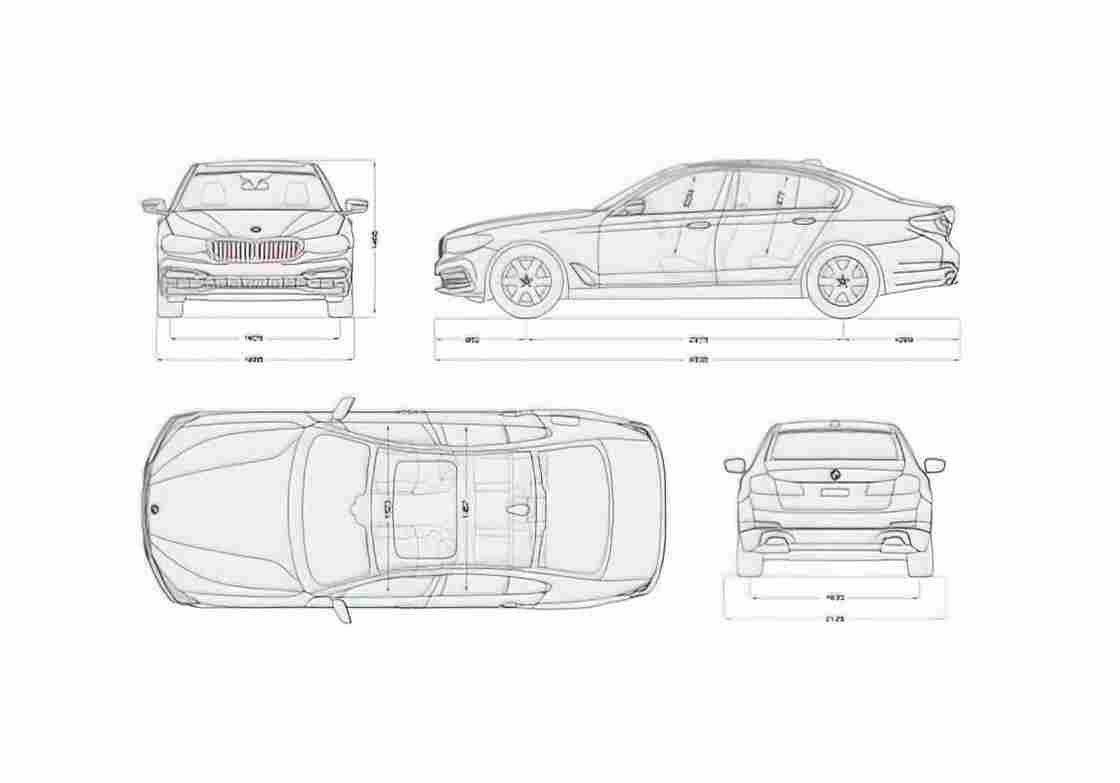 Blueprint BMW 540i xDrive 2019 A4 Photo Print