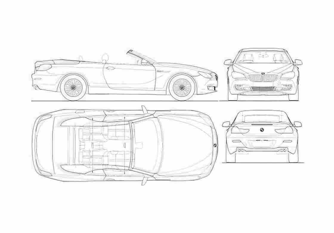 Blueprint BMW 6 Series Convertible Cabriolet 2011 A4 Photo Print