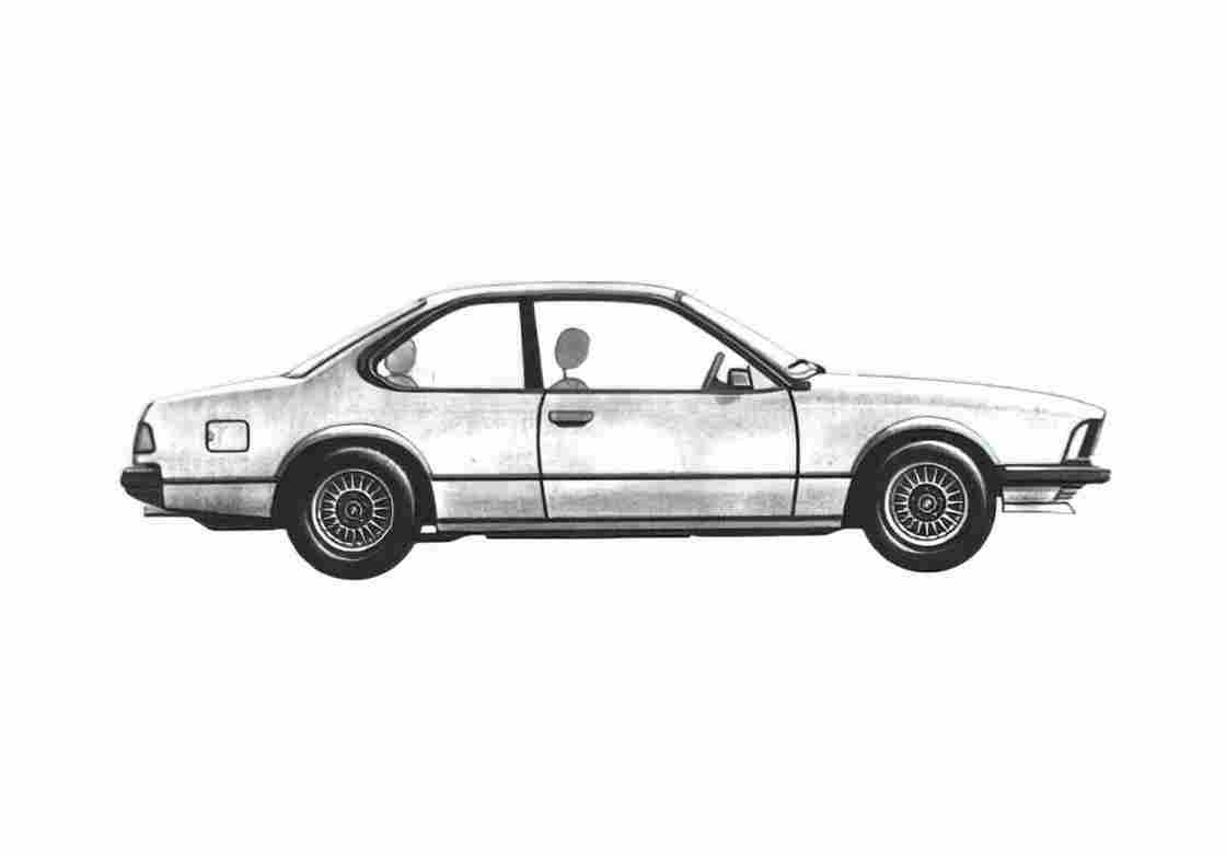 Blueprint BMW 6 Series E24 630 Coupe 1976 A4 Photo Print