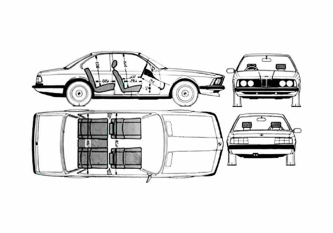 Blueprint BMW 6 Series E24 630CS Coupe 1976 A4 Photo Print