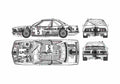 Blueprint BMW 6 Series E24 635 CSI GRA Coupe 1983 A4 Photo Print
