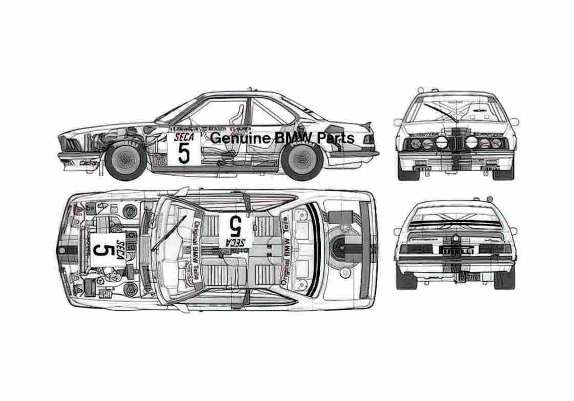 Blueprint BMW 6 Series E24 635 CSI GRA Coupe 1983 A4 Photo Print