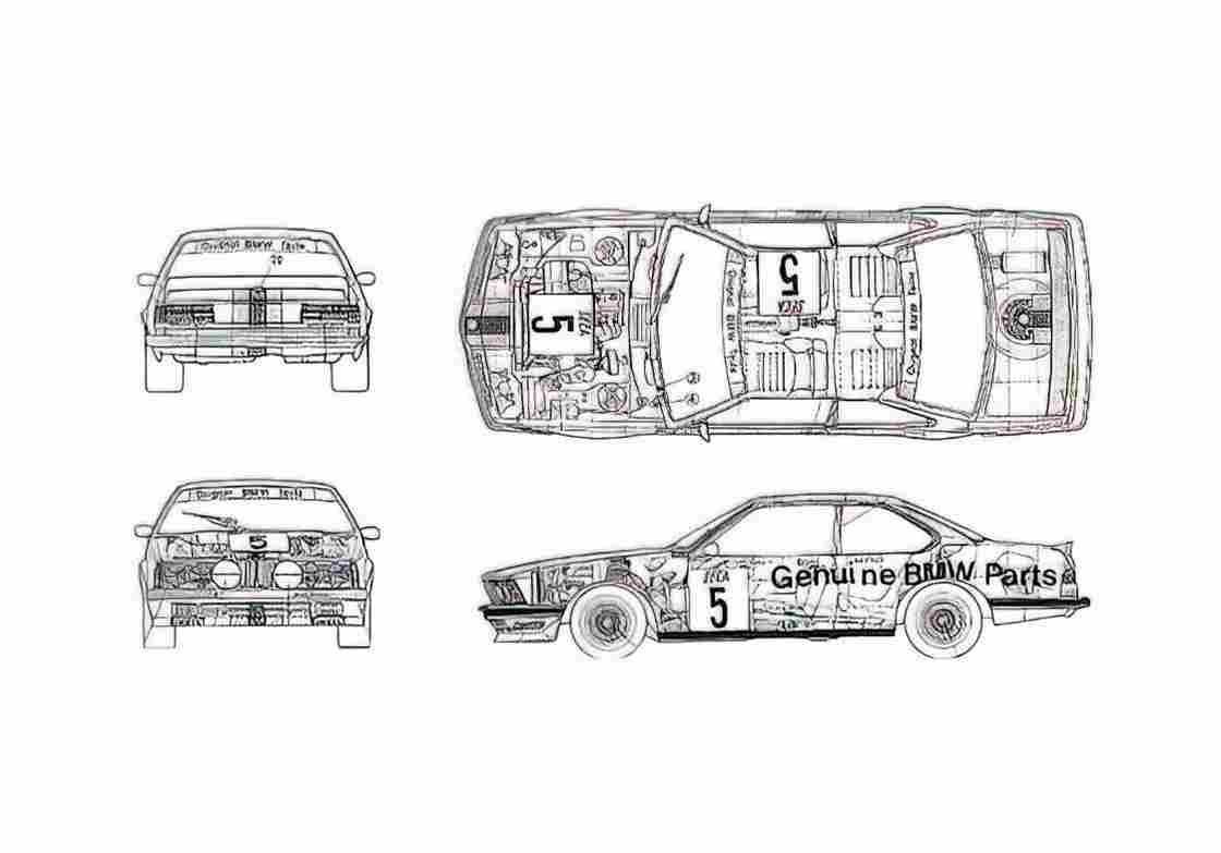 Blueprint BMW 6 Series E24 635CSi ETCC Schnitzer Coupe 1985 A4 Photo Print