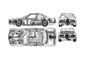 Blueprint BMW 6 Series E24 635CSi Racing Coupe 1985 A4 Photo Print