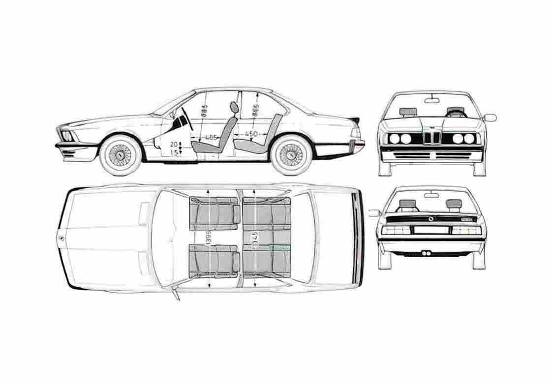 Blueprint BMW 6 Series E24 Coupe 1976 A4 Photo Print