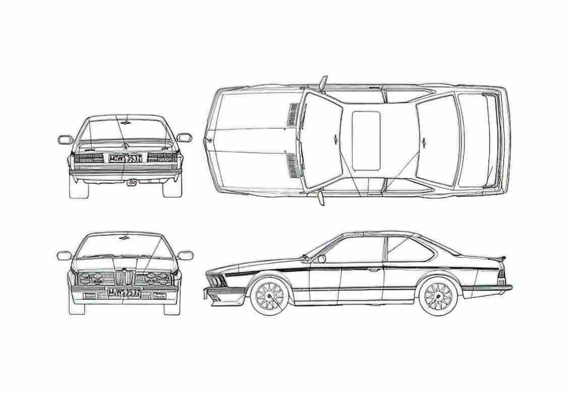 Blueprint BMW 6 Series E24 Hartge H6S Coupe 1982 A4 Photo Print