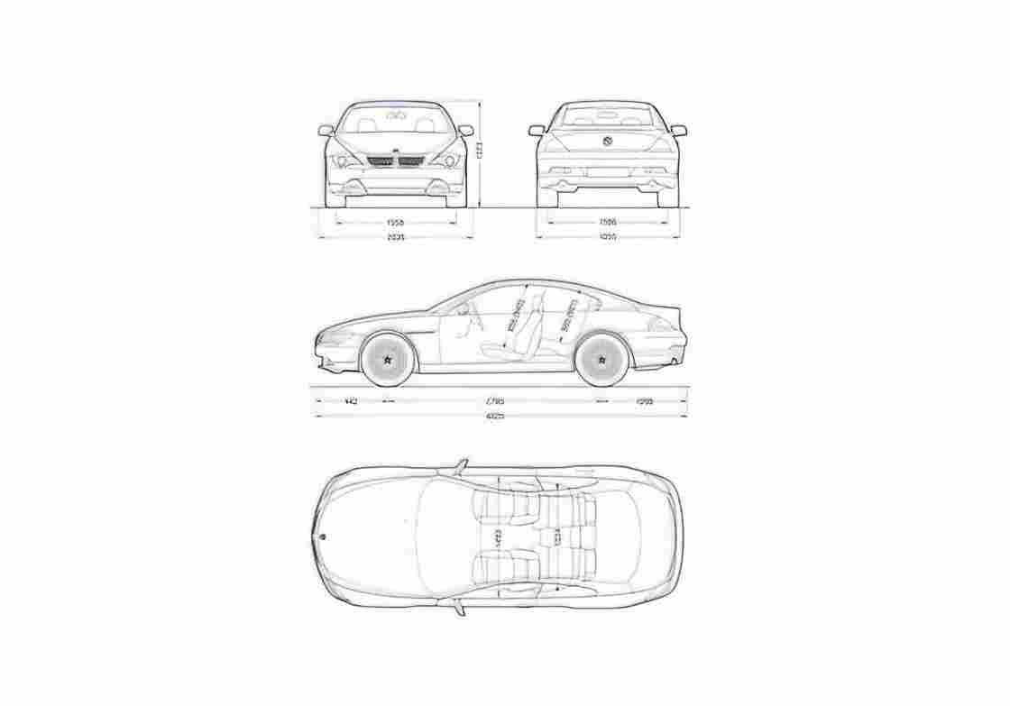 Blueprint BMW 6 Series E63 Coupe 2003 A4 Photo Print