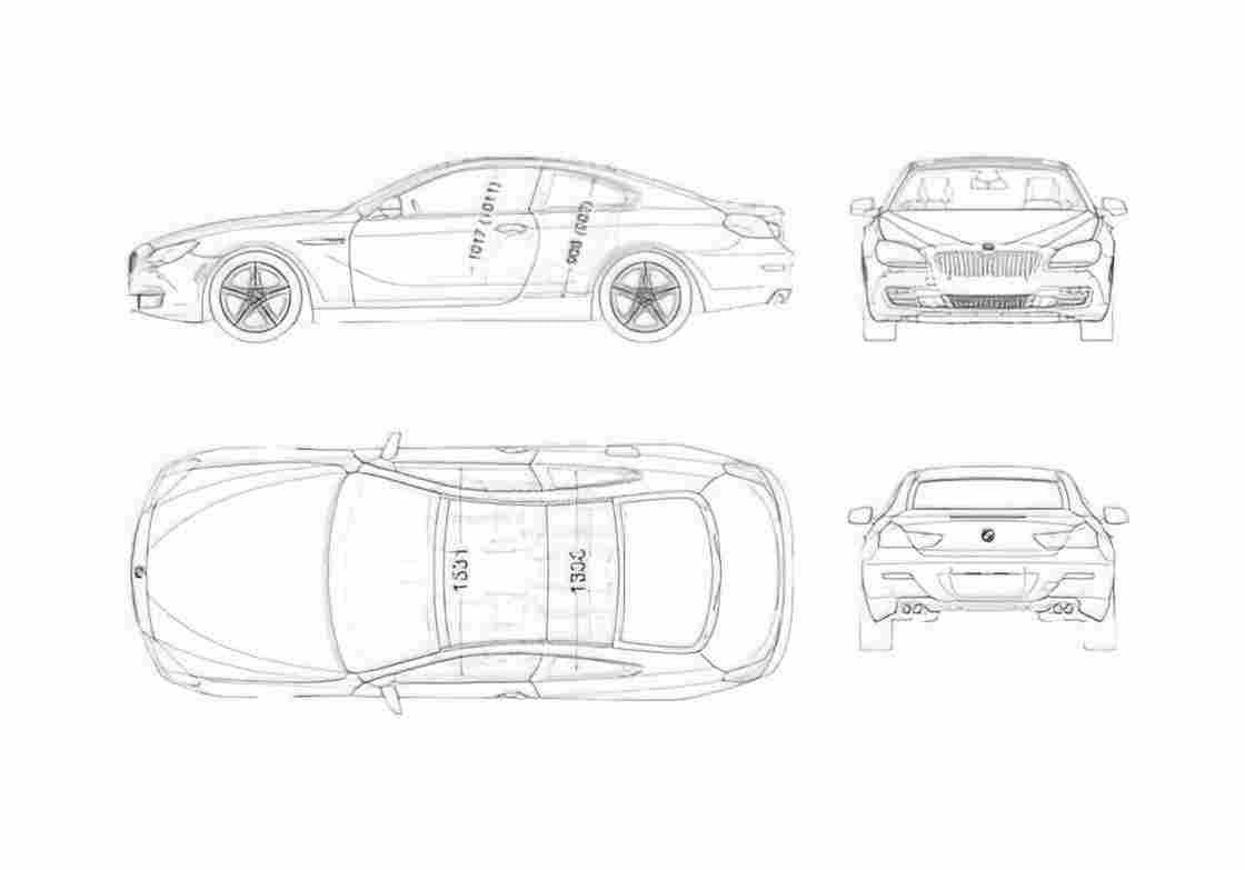 Blueprint BMW 6 series Coupe 2011 A4 Photo Print