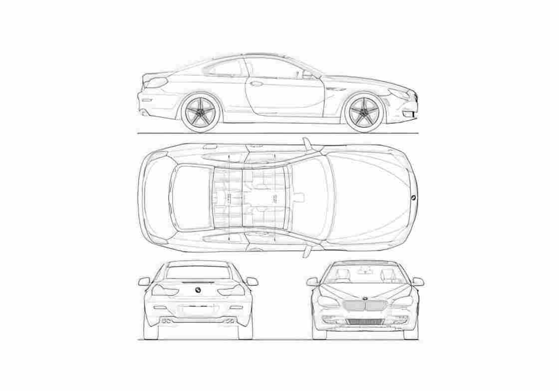 Blueprint BMW 6 series F13 Coupe 2011 A4 Photo Print