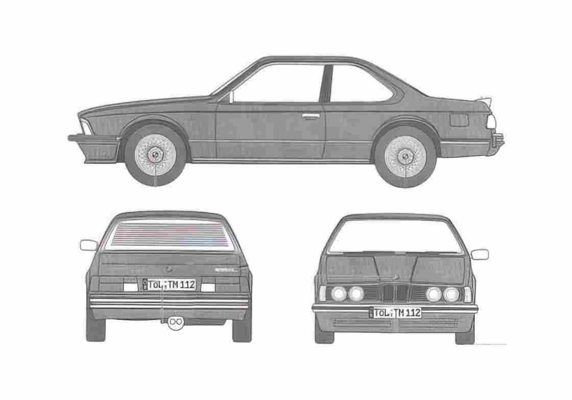 Blueprint BMW 635 CSi Coupe 1987 A4 Photo Print