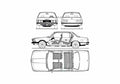 Blueprint BMW 7 Series E23 Sedan 1977 A4 Photo Print