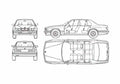 Blueprint BMW 7 Series E32 750i Sedan 1987 A4 Photo Print