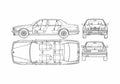 Blueprint BMW 7 Series E32 L Sedan 1994 A4 Photo Print