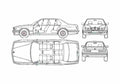 Blueprint BMW 7 Series E32 Sedan 1994 A4 Photo Print