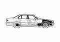Blueprint BMW 7 Series E38 740i Sedan 2001 A4 Photo Print