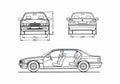 Blueprint BMW 7 Series E38 750i Sedan 1994 A4 Photo Print