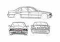 Blueprint BMW 7 Series E38 Sedan 1996 A4 Photo Print