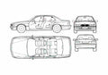 Blueprint BMW 7 Series E38 Sedan 1997 A4 Photo Print