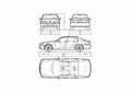 Blueprint BMW 7 Series E65 745i Sedan 2002 A4 Photo Print