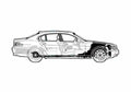 Blueprint BMW 7 Series E65 L 745i Sedan 2005 A4 Photo Print