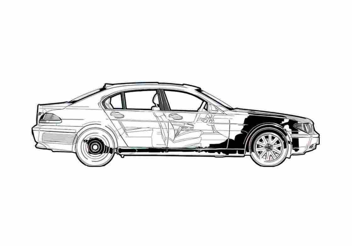 Blueprint BMW 7 Series E65 L 745i Sedan 2005 A4 Photo Print